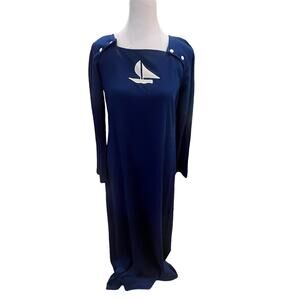 Vintage Concept 80s Swirl Nautical Theme Full Length Dress Size 12